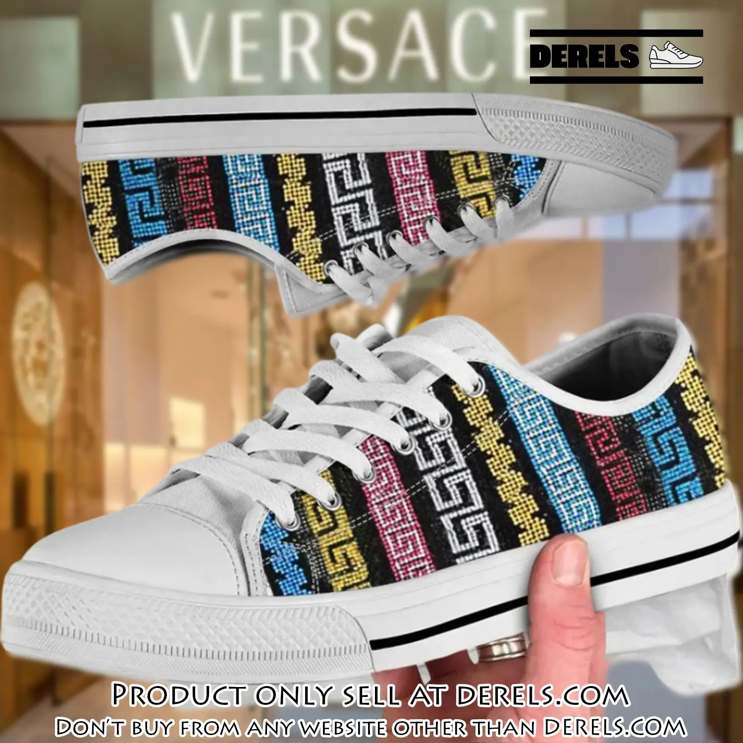 Versace multicolor low top canvas shoes luxury brand gifts for men women dr2035851